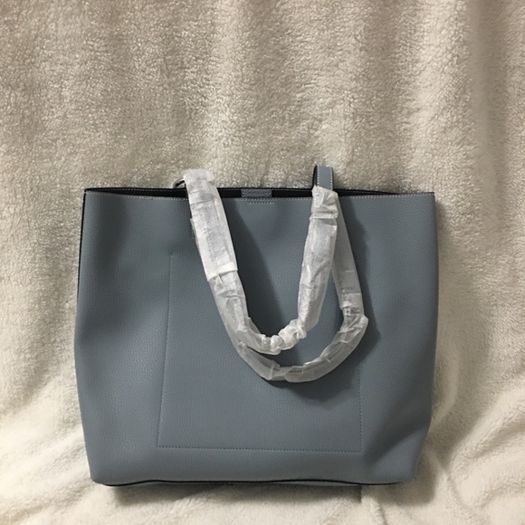 Calvin Klein Rachel Leather Large Tote Blue Mist - Picture 6 of 9